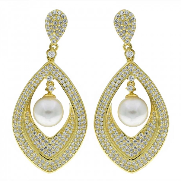 925 Sterling Silver Water Drop Jewelry Earrings With Fresh Pearl 