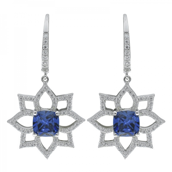 925 Sterling Silver Open Flower Earrings Jewelry With Tanzanite CZ 