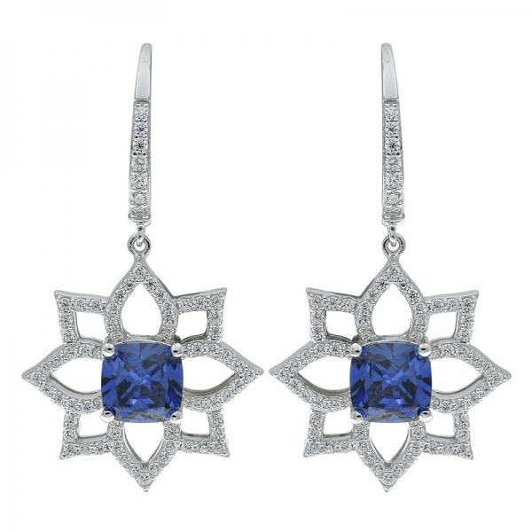 925 Sterling Silver Open Flower Earrings Jewelry With Tanzanite CZ 