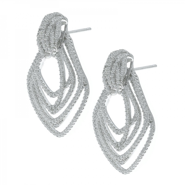 925 Sterling Silver Multi Lines Jewelry Earrings For Ladies 