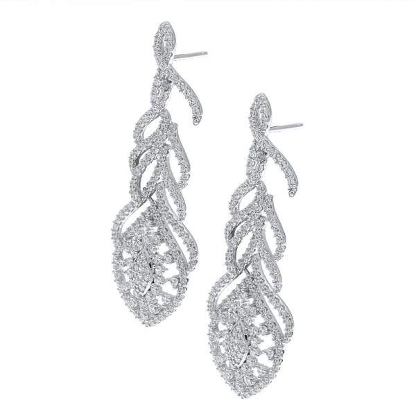 925 Sterling Silver Flower Filigree Dangle Earrings 