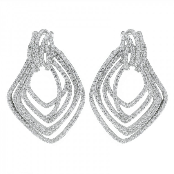 925 Sterling Silver Multi Lines Jewelry Earrings For Ladies 