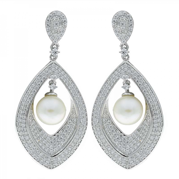 925 Sterling Silver Water Drop Jewelry Earrings With Fresh Pearl 
