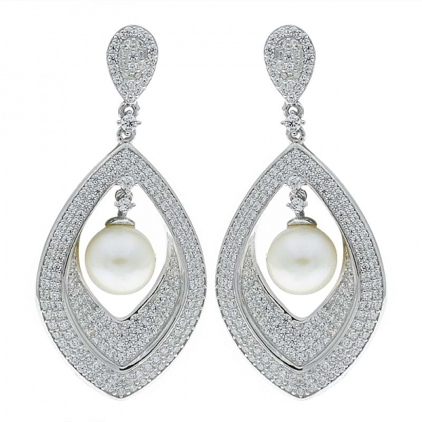 925 Sterling Silver Water Drop Jewelry Earrings With Fresh Pearl 
