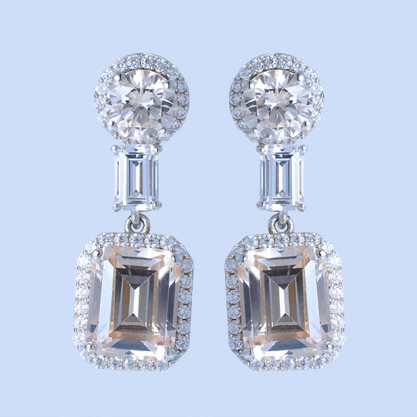 925 Sterling Silver Three Stones Earrings For Ladies 