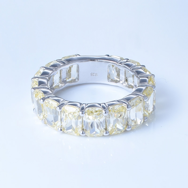 925 Sterling Silver Eternity Jewelry Ring With Diamond Yellow CZ 