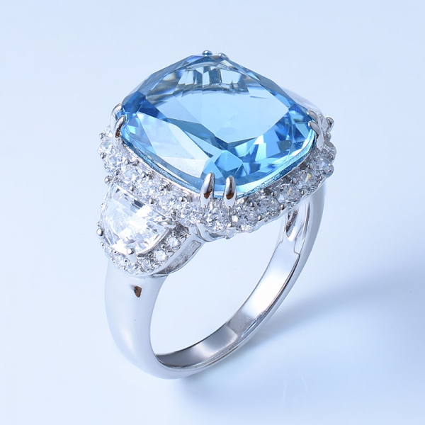 925 Sterling Silver Jewelry Ring With Aquamarine Nano 