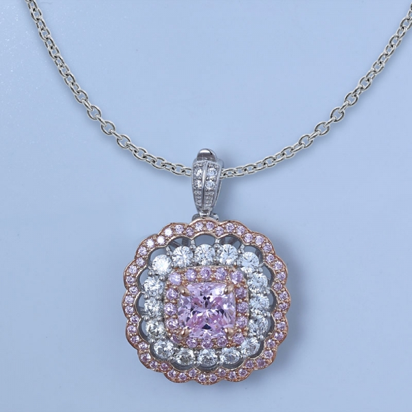 925 Silver Lace Flower Jewelry Set With Cushion Shape Diamond Pink CZ 