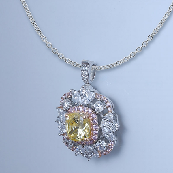 925 Sterling Silver Flower Jewelry Set With Diamond Yellow CZ 