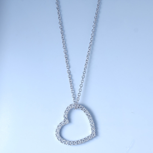 925 Sterling Silver Open Heart Shape Necklace 