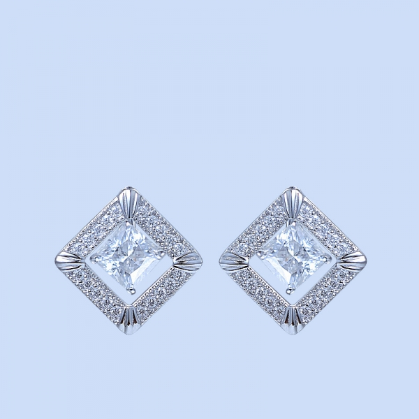 925 Sterling Silver Convertible Square Jewelry Earrings 