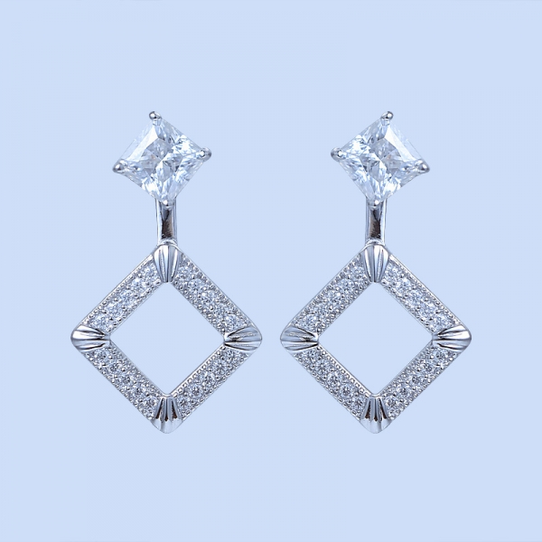 925 Sterling Silver Convertible Square Jewelry Earrings 