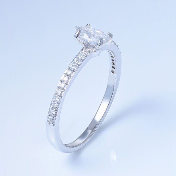 925 Sterling Silver Pave Ring With Marquise Shape White CZ 