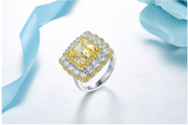 3.5ct princess shape firework cutting  diamond color whosale silver Jewelry Ring 