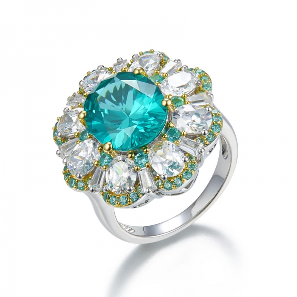 Wholesale 925 Sterling Silver Paraiba Flower Ring 