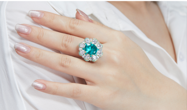 Wholesale 925 Sterling Silver Paraiba Flower Ring 