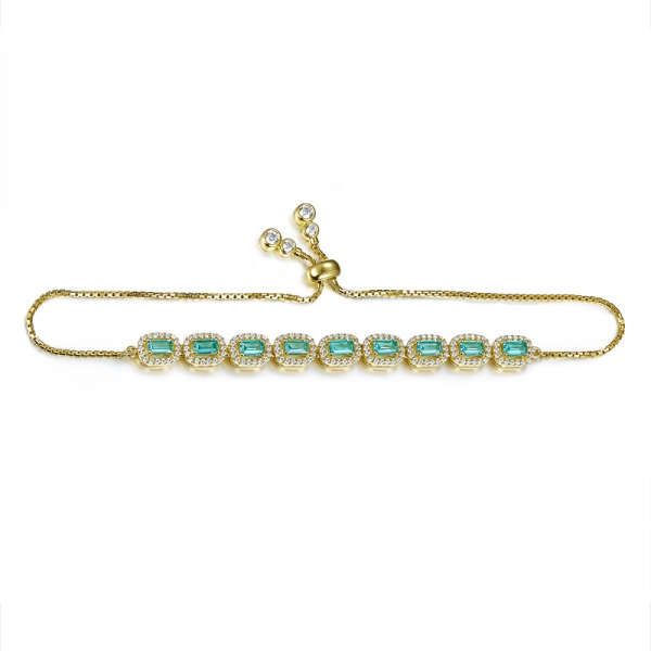 China Silver Winsome Emerald Cut Paraiba Bolo Jewelry Bracelet 