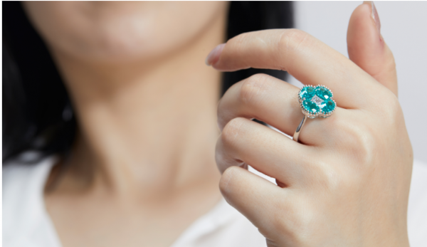 4 Leaf Clover 925 Paraiba Silver Ring 