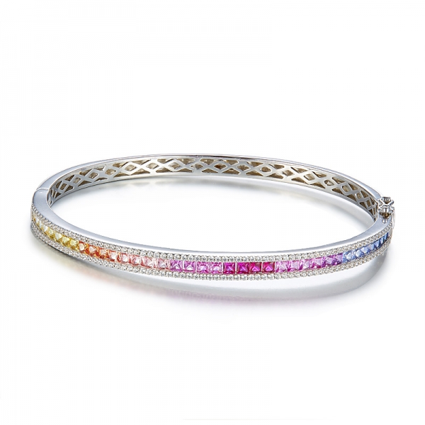 925 Rainbow Color Sterling Silver Bangle 