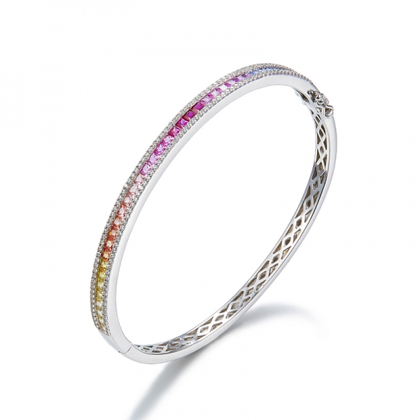 925 Rainbow Color Sterling Silver Bangle 
