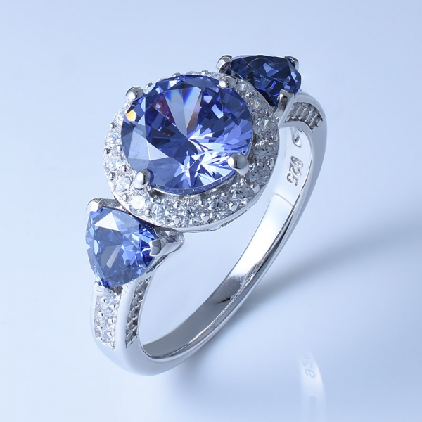 Graceful Tanzanite CZ 925 Sterling Silver Ring For Women 