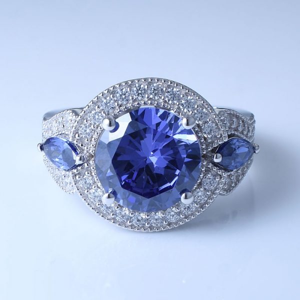 925 Sterling Silver Ring With Gorgeous Tanzanite CZ 