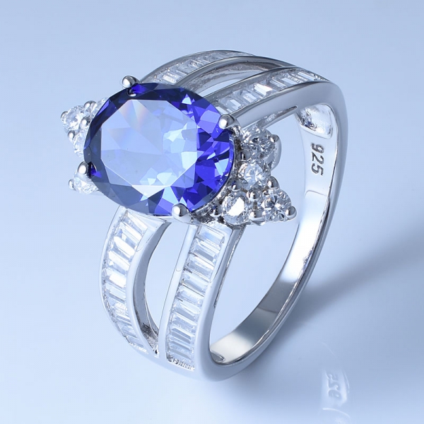 925 Sterling Silver Ring With Brilliant Tanzanite CZ For Women 