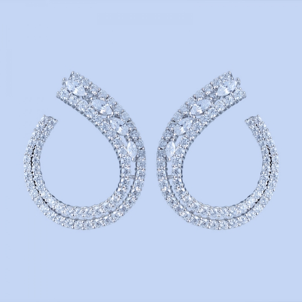 925 Sterling Silver Hoop Earrings With White CZ 