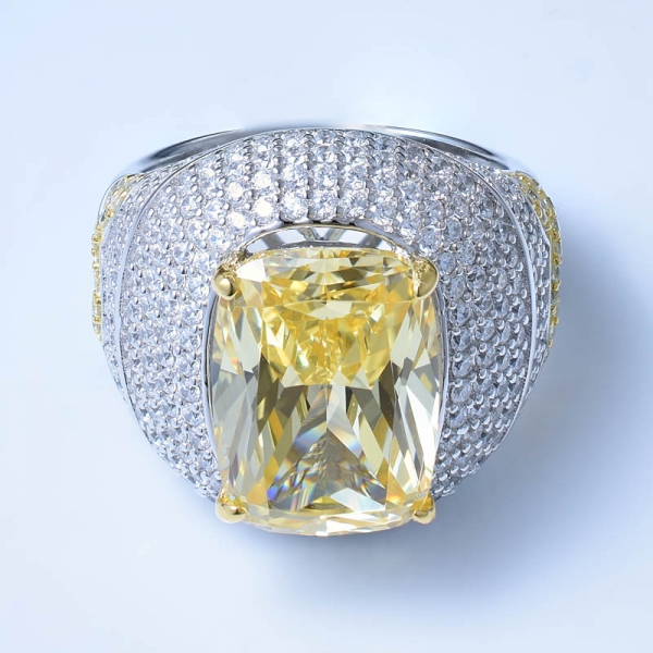 925 Sterling Silver Brilliant Ring With Diamond Yellow CZ 