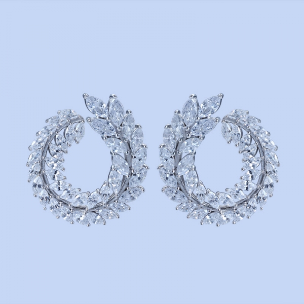 925 Sterling Silver Hoop Earrings With White CZ 