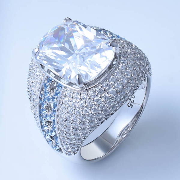Cushion cutting White Cubic Zirconia Rhodium Over Sterling Bridal Ring 