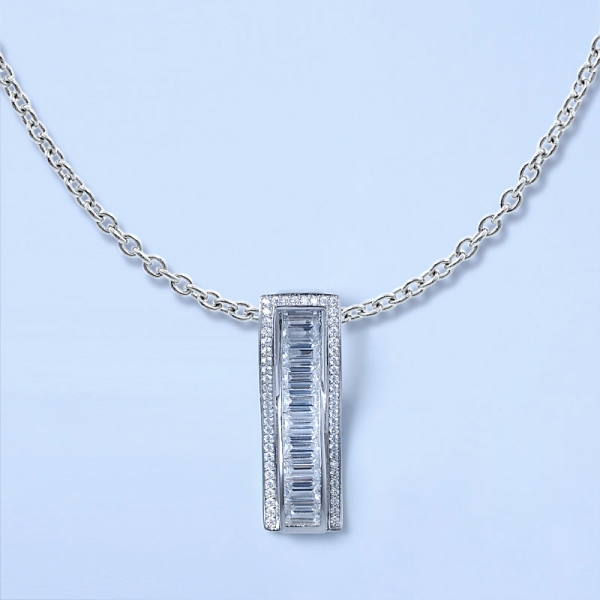 Wholesale 925 Sterling Baguette Rainbow Pendant Unique For Ladies 