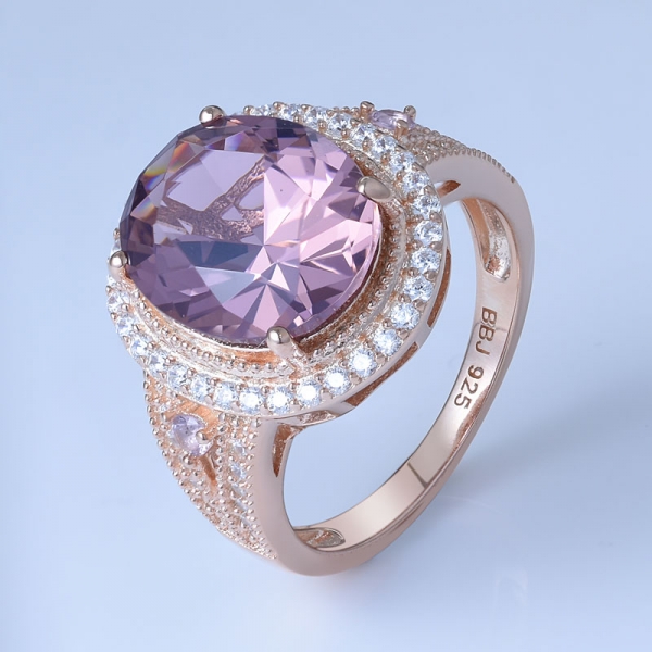 Morganite 18K Rose Gold Plating Over Sterling Silver engagement ring prices 