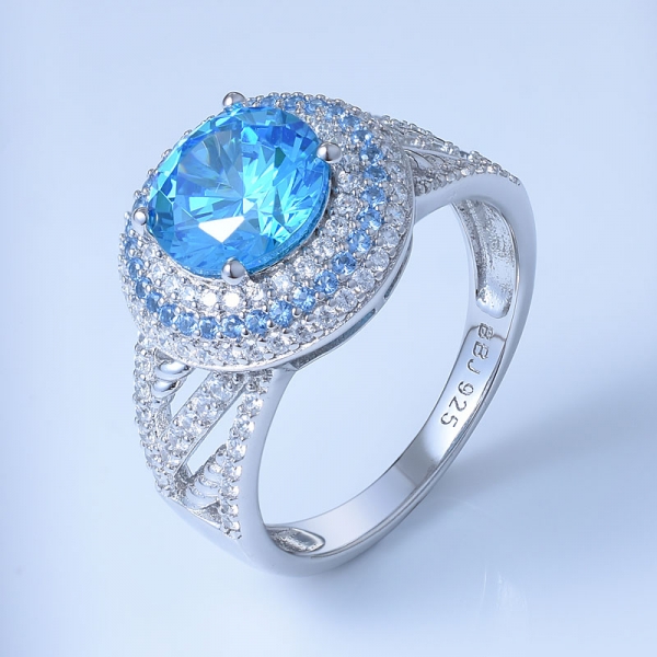 Neon Apatite Rhodium Over 925 Sterling Silver round diamond wedding silver rings 