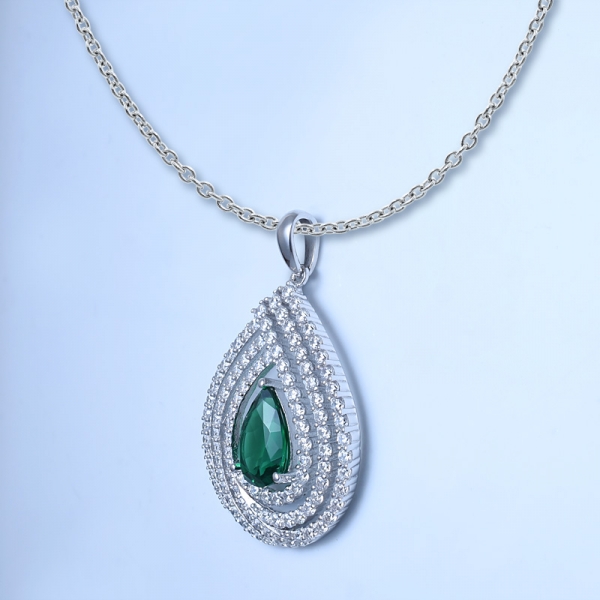 Pear Cut Emerald Green Rhodium Over Sterling Silver match pendant set jewelry 