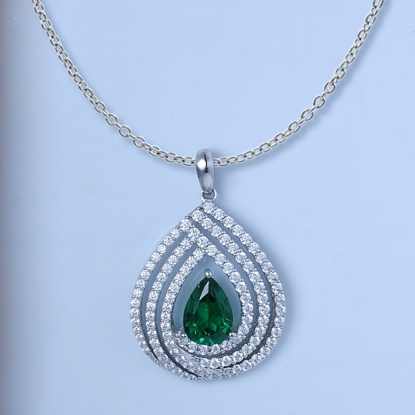 Pear Cut Emerald Green Rhodium Over Sterling Silver match pendant set jewelry 