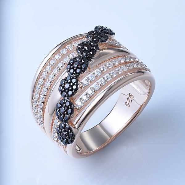 Coffee CZ Rose Gold Over Sterling Silver Braided Ring Jewelry 