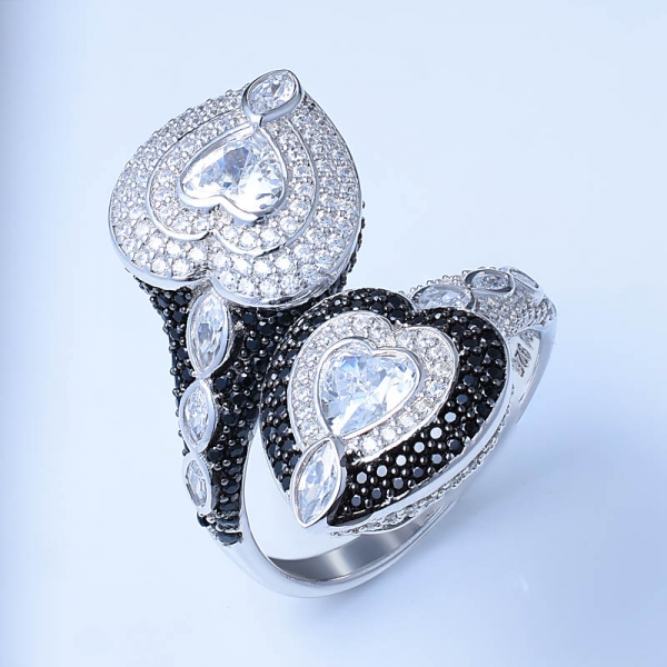 Black Cubic Zirconia Rhodium Over Sterling Silver cheap wedding rings 