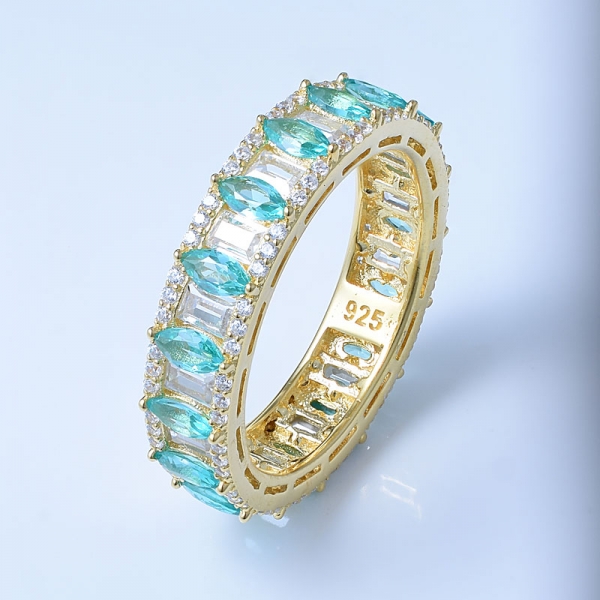 Paraiba Rhodium Over Sterling Silver Band Rings For Her 