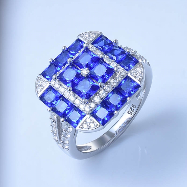 925 Sterling Silver Sapphire Blue Cocktail Ring 