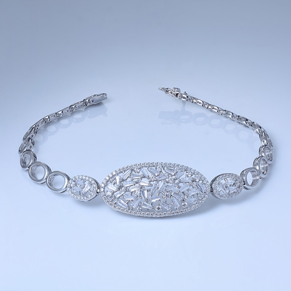 925 Sterling Silver White Zirconia Tennis Bracelet For Women 