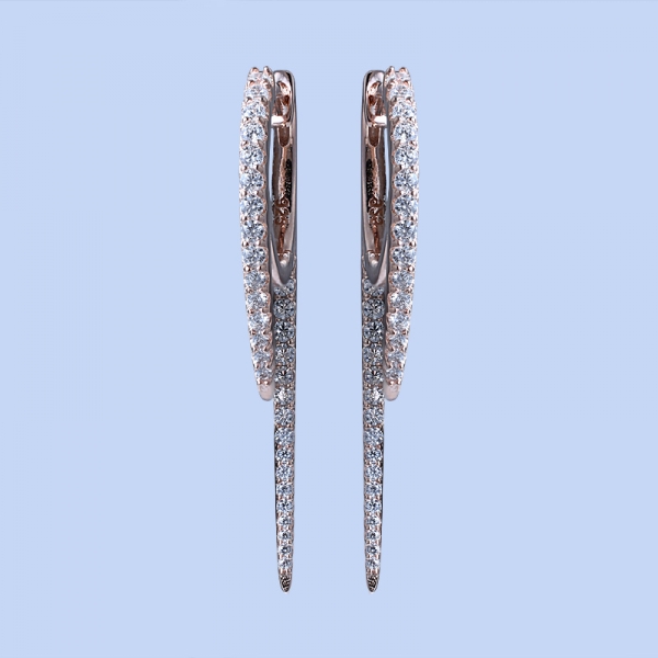 925 Sterling Silver White CZ 18K Rose Gold Over Earrings For Girls 