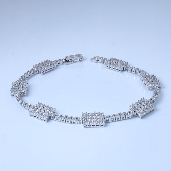 Clear CZ Sterling Silver Line Bracelet 