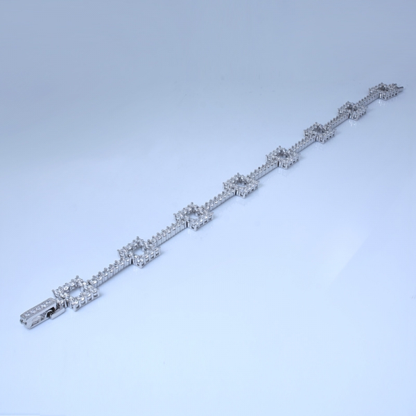 White Cubic Zirconia Rhodium Over Sterling Silver Square Bracelet 