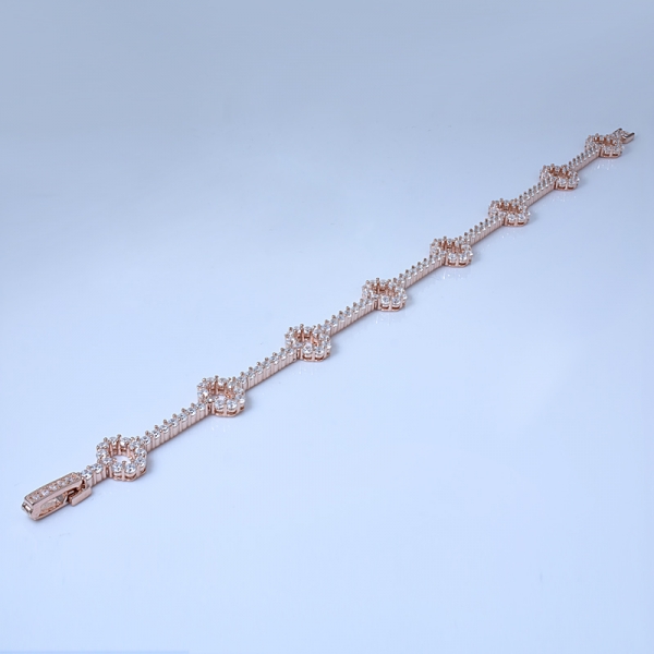 White CZ 18K Rose Gold Over Sterling Silver Oval Bracelet 