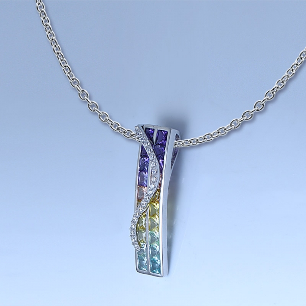 Multi Color 925 Sterling Rainbow Unique Necklaces 