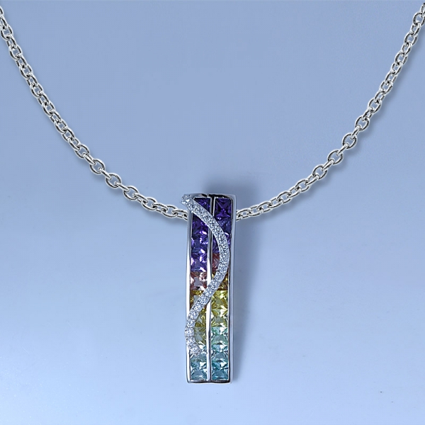 Multi Color 925 Sterling Rainbow Unique Necklaces 