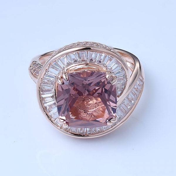 Morganite Simulant 18k Rose Gold Over Sterling Silver Swirl rings 