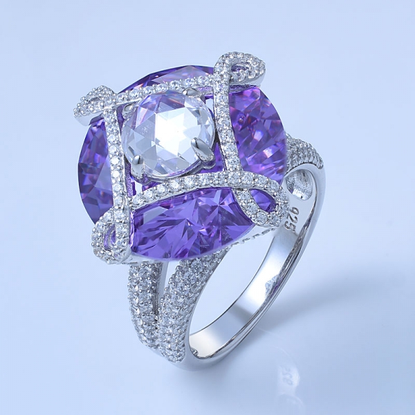 Fancy Handcrafted Kunzite 925 Sterling Silver Jewelry CZ Diamond Rings 