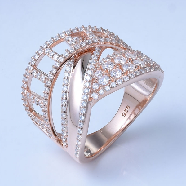 White Cubic Zirconia Rose Gold Over Sterling Silver CZ Ring Set Jewelry 